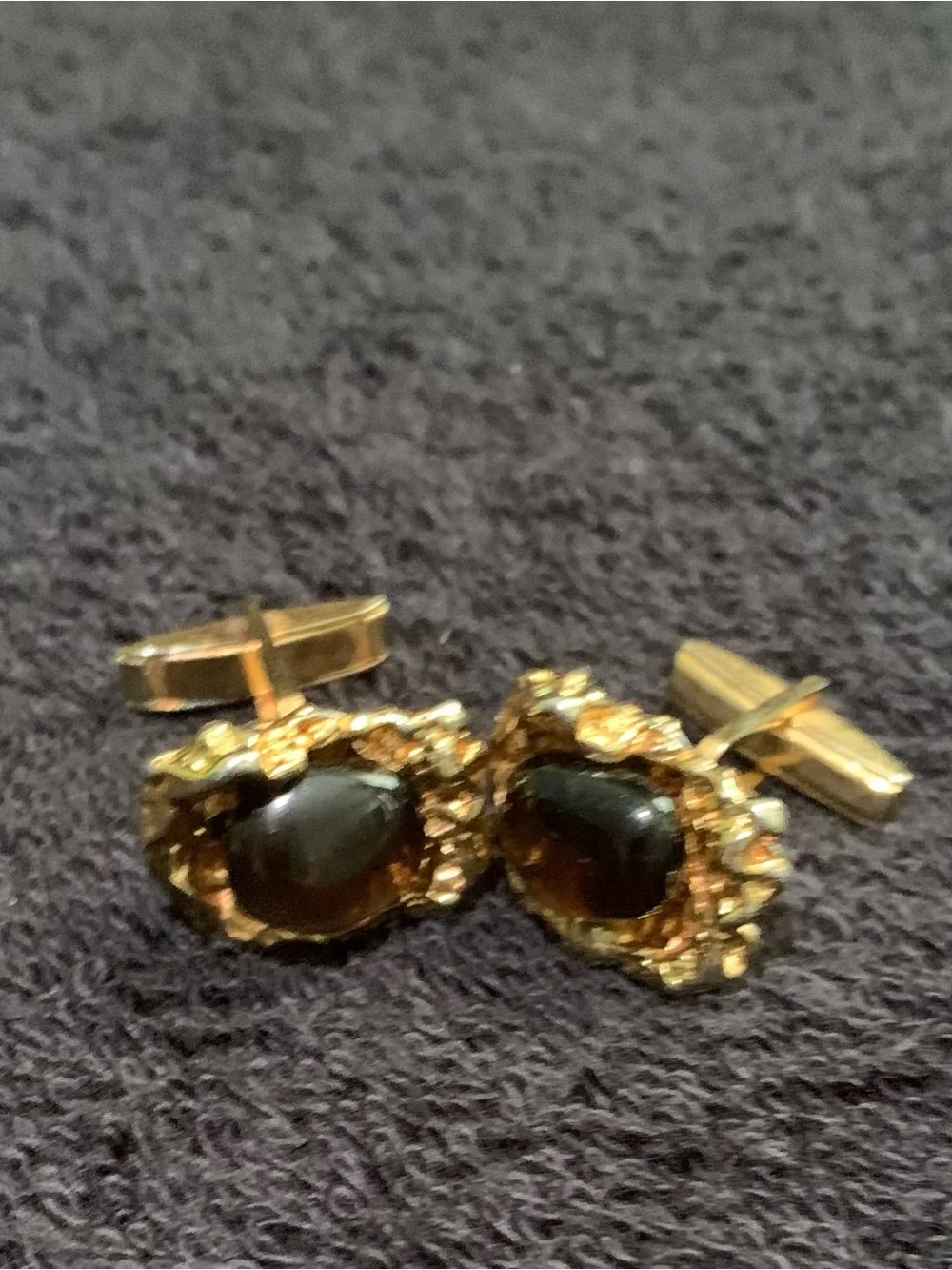Vintage Gold-Tone Amber Stone Men's Cufflinks